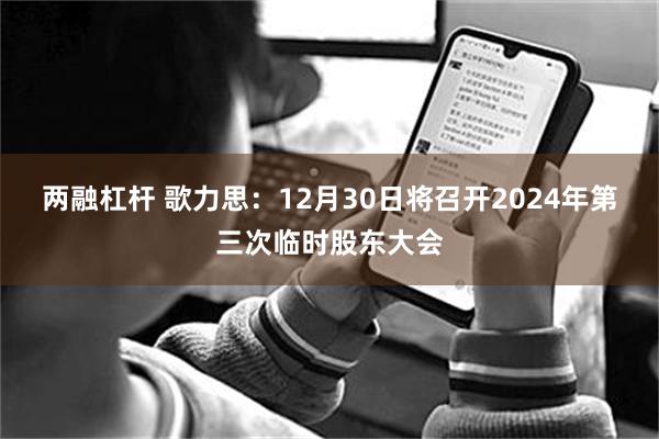 两融杠杆 歌力思：12月30日将召开2024年第三次临时股东大会