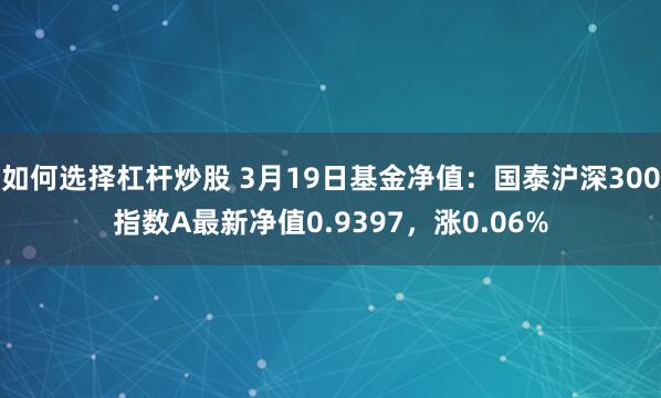 如何选择杠杆炒股 3月19日基金净值：国泰沪深300指数A最新净值0.9397，涨0.06%